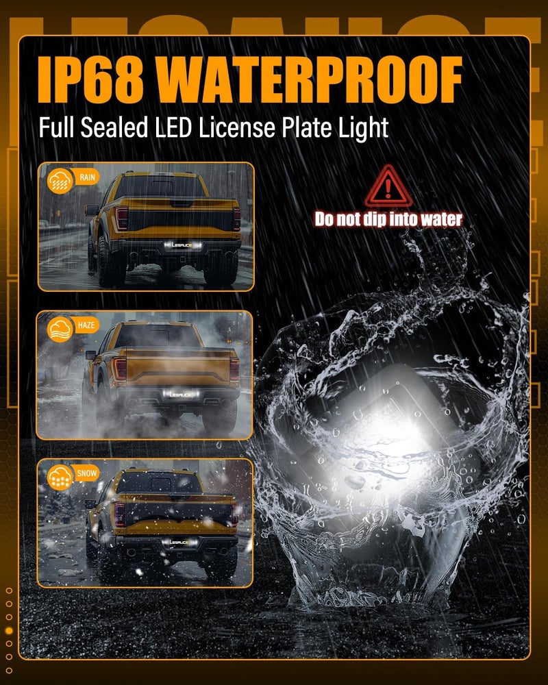 LESAUCE أضواء لوحة الترخيص LED لسيارة فورد F-150 من 2015-2020 2021 2022، أضواء علامة LED لسيارة رابتور من 2017-2020، 6000K أبيض، توصيل وتشغيل، 2PCS - Image 5